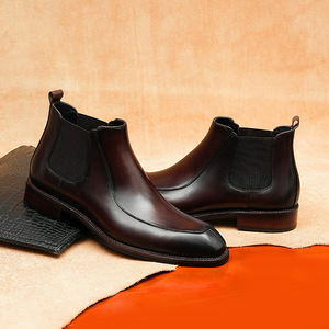 Bottes de cheville rétro pour homme 2025, style chevalier, marron, avec semelles épaisses et douces, pour printemps, automne/hiver, modèles de bottes longues - Product Image 3