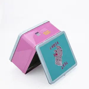 Factory price tin box with handle custom metal tin gift suitcase lunch box