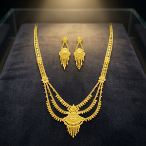 Wholesale Brass 14K18K24K Micron Gold Filled Dubai Style Rani Haar <b>Bridal</b> Necklaces Traditional Design Long Set Fashion Jewelry - Product Image 5