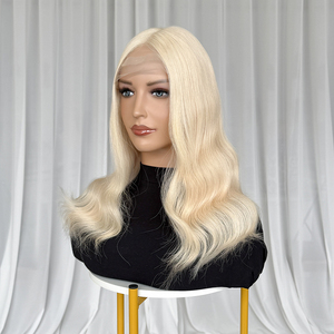 Topper de encaje con base de cabello humano rubio claro ondulado de 8x10'' del fabricante Topper Manufacturer, con parte trasera tejida para pérdida de cabello, mini peluca de encaje. - Product Image 4