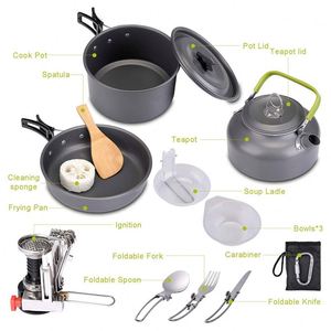 Ensemble de cuisson compact portable pour la cuisine de survie Bols de <span class=keywords><strong>casserole</strong></span> anodisés durables <span class=keywords><strong>Kit</strong></span> de désordre d'équipement de <span class=keywords><strong>camping</strong></span> pour le voyage et l'aventure - Product Image 1