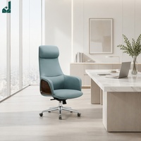 Chaise de bureau de direction de luxe à dossier haut en cuir PU, pivotante, avec finition bois, pour bureau privé, immeuble de bureaux, zone de réception