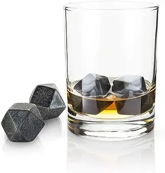 Reusable Whisky Chilling Wine Stones Stainless Steel Marble Granite Ice Cubes Set