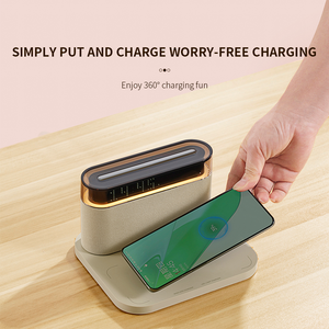 Accessori <span class=keywords><strong>Audio</strong></span> per Casa 4 in 1: Altoparlante Bluetooth con Caricatore Wireless, Sveglia, Luce Calda e Colorata e Supporto per Telefono - Product Image 3