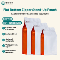 Sachet à café à fond plat avec valve et fermeture éclair, emballage personnalisé de qualité alimentaire pour le stockage de grains de café, café torréfié et thé
