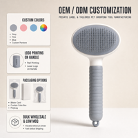 Brosse de toilettage pour animaux de compagnie, style dessin animé, auto-nettoyante, à une touche, pour enlever les poils, pour chiens et chats