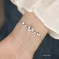 Bracelets à breloques en argent sterling 925 plaqué rhodium, design cœur, pour femmes, avec zircons étincelants, cadeau idéal pour fêtes et mariages