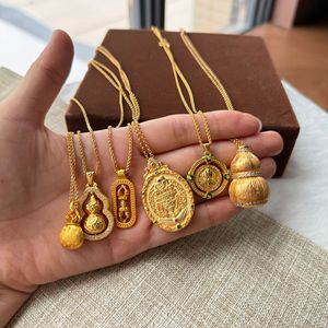 Collier pendentif fleur en cuivre Ruyi doré, chaîne en bambou à cinq couches plaqué or, serti <span class=keywords><strong>de</strong></span> cristaux et <span class=keywords><strong>strass</strong></span>, cadeau unisexe - Product Image 3