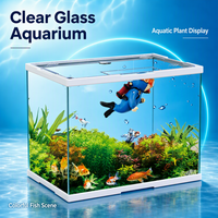 Aquarium carré en verre avec éclairage LED multifonctionnel, table basse pour la maison, aquarium pour salon, patio, utilisation en extérieur, emballage en boîte, 100W