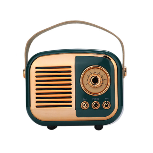 Retro BT Speaker with FM Radio TF Card Support 5W Output Built in 800mAh Battery for Home Decor Desktop Audio Vintage