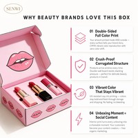 Boîte d'expédition rose vif imprimée en pop art pleine surface, avec illustration recto-verso, pour kit de maquillage de marque cosmétique, emballage de beauté en gros