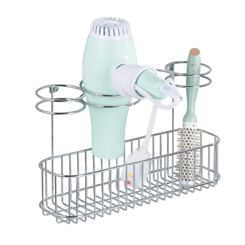 Supporto Da Parete In Acciaio Inox 304 Per Ferro Arricciacapelli E Piastra – Organizer Da Bagno Con Adesivo O Fori (Diametro 65mm)