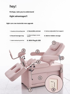 Camilla facial Rosa Extensión de cama Procedimiento de tratamiento Salón de belleza Dermatología Silla Examen Mesa de masaje - Product Image 4