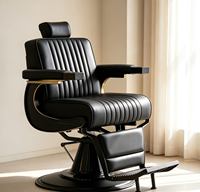 Chaise de barbier de luxe moderne et robuste, inclinable hydrauliquement, noire, pour salon de coiffure, chaise de barbier professionnelle