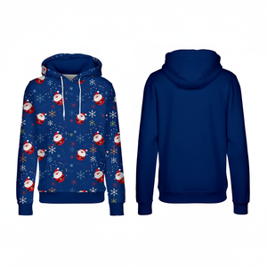 Sweat-shirt à capuche personnalisable en polaire Claus imprimé en 3D pour homme, uni, respirant, écologique, pour l'hiver - Product Image 1