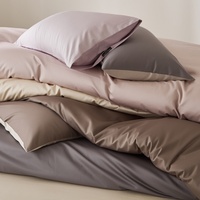 Parure de lit quatre pièces en coton longues fibres 100S, luxe léger, avec évacuation de l'humidité et stockage thermique, utilisation toutes saisons, couleur unie