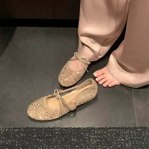 Zapatos Planos de Mujer con Punta Redonda y Pedrería, Bailarinas con Lentejuelas, Transpirables, con Suela de PU y Correa en T - Product Image 3