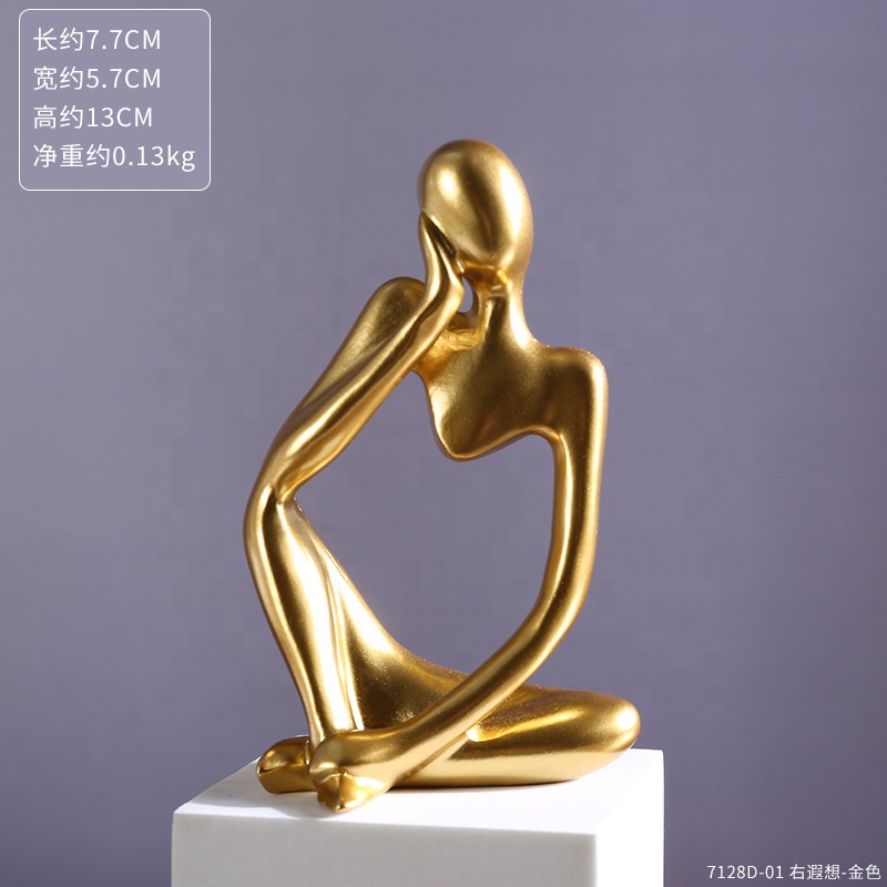＊ハンドメイド オブジェ＊ Man of Think, The Future Fjs Gold Home Decor - the Thinker Statue Abstract Sculpture