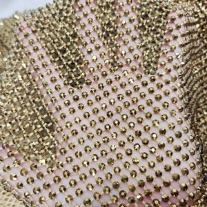 Tela <span class=keywords><strong>de</strong></span> red elástica <span class=keywords><strong>de</strong></span> diamantes <span class=keywords><strong>de</strong></span> imitación redondos con piedras preciosas <span class=keywords><strong>de</strong></span> cristal dorado brillante para ropa <span class=keywords><strong>Sexy</strong></span> <span class=keywords><strong>de</strong></span> mujer DIY - Product Image 1