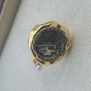 925 Sterling Silver Luxury Vintage Freshwater <b>Pearl</b> Open Adjustable Gold Plated Unisex <b>Rings</b> for Engagement Party Anniversary - Product Image 1