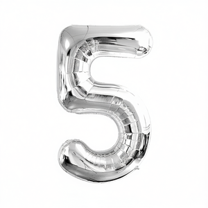 Party Love Silver Number 5 <b>Balloon</b> 45cm Foil Birthday Party <b>Decor</b> Kids Celebration Supplies - Product Image 3