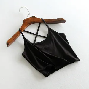 Wholesale OEM Modal Women's Summer Basic Sexy Strappy Sleeveless Cross Back Crop Top