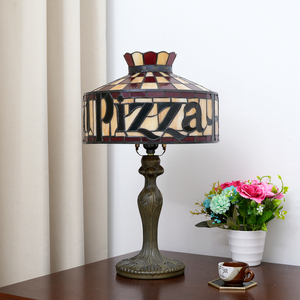 <span class=keywords><strong>Paralume</strong></span> per Pizza fatto a mano Base <span class=keywords><strong>in</strong></span> <span class=keywords><strong>metallo</strong></span> per la decorazione del ristorante con camera da letto lampada da tavolo <span class=keywords><strong>in</strong></span> vetro colorato luce notturna - Product Image 5