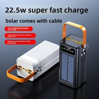 Power Bank Tenaga Surya OEM 50000mAh 22.5W Pengisian Cepat Kabel Terintegrasi & Layar LED Portabel untuk Penggunaan Luar Ruangan Input Tipe-C