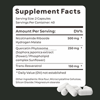 SUNI Vente chaude OEM en gros Capsules de nicotinamide riboside liposomale Resvératrol Quercétine 900mg Capsules NAD NAD+ Capsules