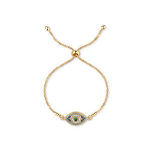 Braccialetto Intuition Regolabile con Charm Occhio Turco, Placcato in Oro 24k e Rame - Product Image 2