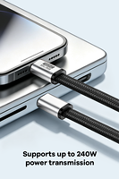 Cable Corto Magnético Tipo-C de Aleación de Aluminio Trenzado, Carga Rápida de 240W, Transmisión de 80Gbps, Proyección de Pantalla de 16K, Cable Plano de 18cm