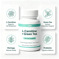 Capsules de thé vert probiotique Moringa, extrait de L-Carnitine, complément alimentaire minceur, commande en gros OEM