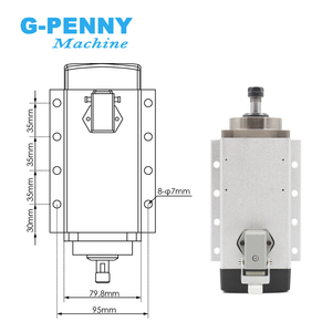 G-Penny แกนหมุน1.5KW ER11 220V 400Hz, มอเตอร์แกนหมุนแกนหมุนทรงสี่เหลี่ยมระบายความร้อนด้วยอากาศพร้อมหน้าแปลน4ชิ้นแบริ่ง24000รอบต่อนาที0.48N - Product Image 3