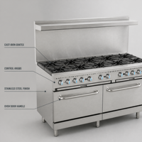 Cuisinière à gaz commerciale avec four en acier inoxydable, homologuée CE ETL pour les restaurants et la restauration