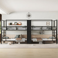 Cama litera cuádruple de metal resistente y moderna para ahorrar espacio, para 4 personas, para uso en hoteles, apartamentos y hospitales