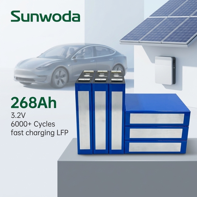 SUNWODA 268Ah 3.2V Grade a LFP Prismatic LiFePO4 Battery Cell 15min Fast Charging for EV Energy Storage OEM