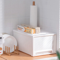 Boîte de rangement, organisateur de bureau, classeur de vêtements pour la maison, style japonais, type tiroir, en plastique transparent blanc, empilable