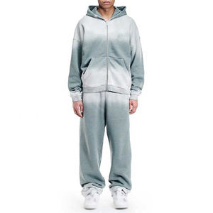 Sudadera con Capucha Vintage de Lavado Ácido con Logotipo Bordado Personalizado OEM, Pantalones Deportivos Anchos de Felpa Pesada para Hombre - Product Image 1