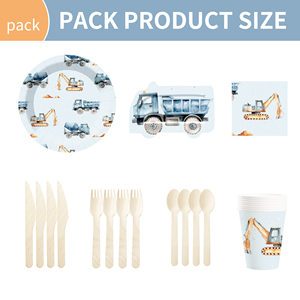 Juego de Vajilla para Fiestas DAMAI, Diseño de Camión Azul Personalizable, Decoración para Fiestas de Cumpleaños de Niños - Product Image 6