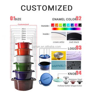 Ensemble de casseroles en fonte émaillée personnalisé au prix d'usine, ensembles complets de 7 pièces - Product Image 3