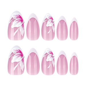 24 <span class=keywords><strong>faux</strong></span> <span class=keywords><strong>ongles</strong></span> en ABS blanc français à fleurs douces et fraîches d'été, à presser, avec adhésif pour les doigts, vente en gros - Product Image 2