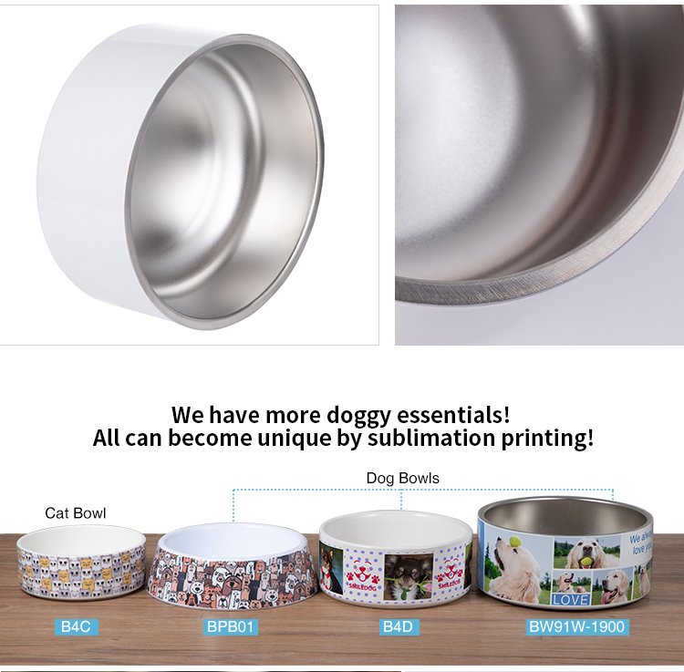 BestSub Custom 42oz 1250ml Sublimation Blanks Stainless Steel Puppy Bowl Dog Food Water Bowls
