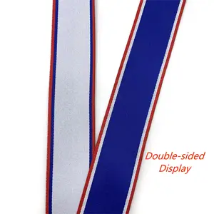 Hochwertiges mehrfarbiges maserungsgroßes gestreiftes Band 100 % Polyester blaues Band Jacquard-Seilband für Kleidung