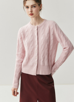 Cardigan d'hiver pour femme en cachemire de Mongolie intérieure, laine et acrylique, tricot torsadé, luxueux et duveteux, avec boutons recouverts