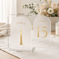 Numéros de table de mariage en acrylique doré, miroir, simples et élégants, en forme d'arche, 1 à 10, supports de 5x7 pouces, porte-panneaux en arc pour réception