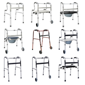 Aluminum Alloy <b>Walker</b> With Potty And Wheels Height Adjustable For <b>Elderly</b> Disabled Walking Aid Chair With Brake - Product Image 1