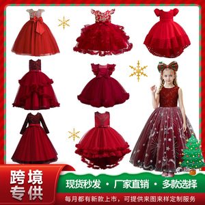 Girls Red Christmas Dress Tulle Ball Gown Sweetheart Neckline Holiday Princess Outfit Fall 2025 - Product Image 5