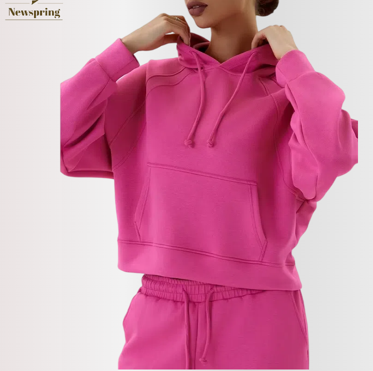 Casual Breathable Chiffon Washed Women's Yoga Sports Workout Running Top Loose Pullover Hoodie Pocket Collar Autumn Winter Print