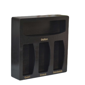 Container Container Black Ziplock Plastic Bag Box Bamboo Food Storage Bag Organizer Holder Customized Container For Kitchen