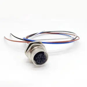Sensor Kopling Berulir M12 Tipe PG Jantan Colokan Kabel IP67 Cangkang Logam Lurus M12 Konektor Kabel 5 Pin dengan Kabel M12
